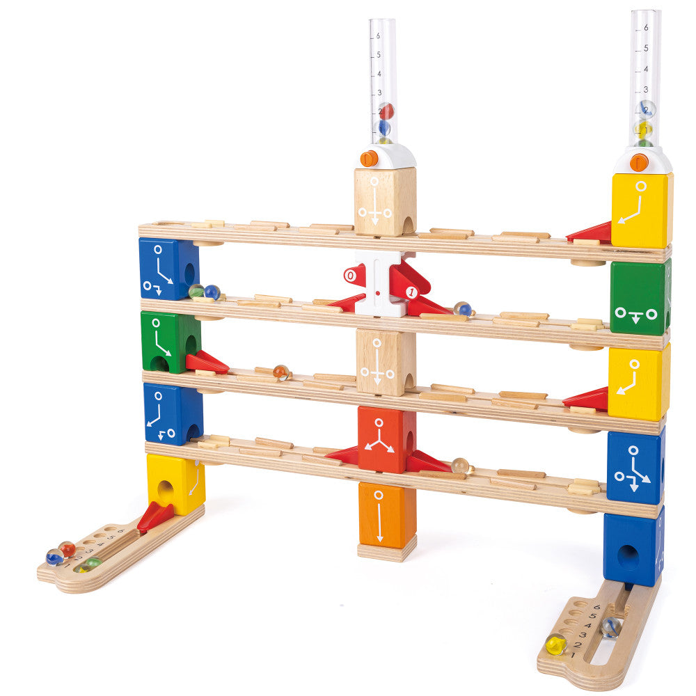 Hape: Quadrilla Basic Coding Set - 102 pc Wooden Marble Run Construction