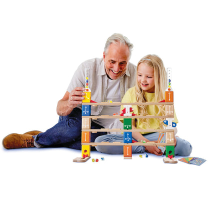 Hape: Quadrilla Basic Coding Set - 102 pc Wooden Marble Run Construction