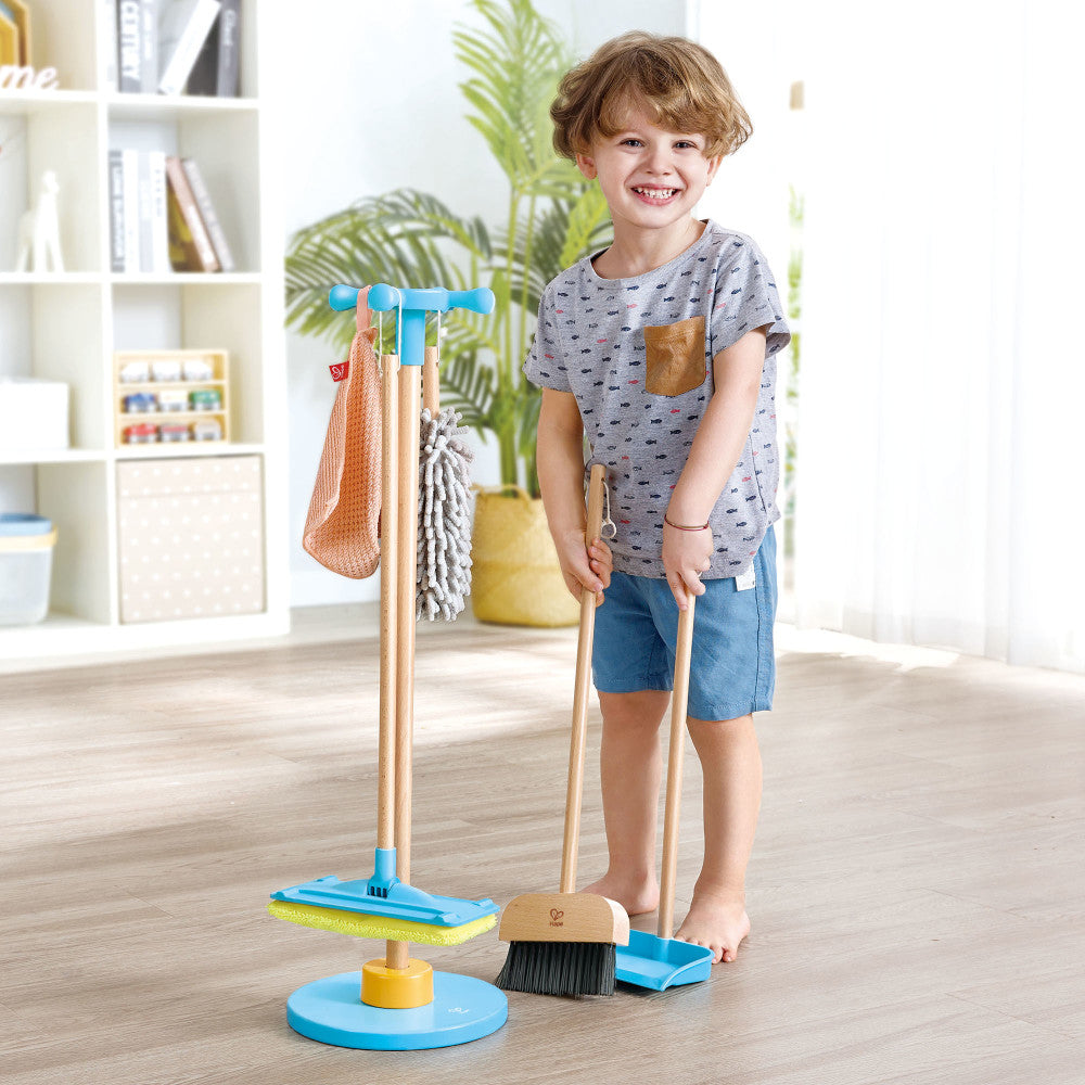 Hape: Clean Up Broom Set - 6pc, Yellow & Blue Playset
