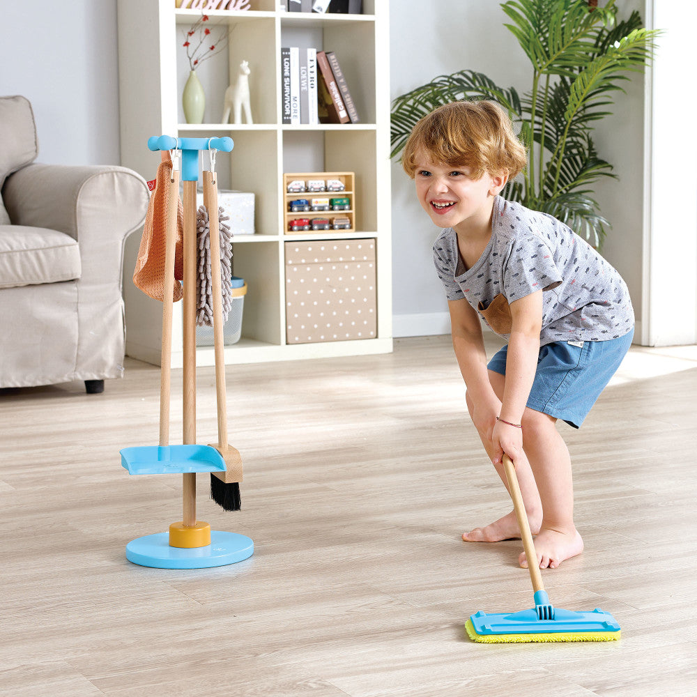 Hape: Clean Up Broom Set - 6pc, Yellow & Blue Playset