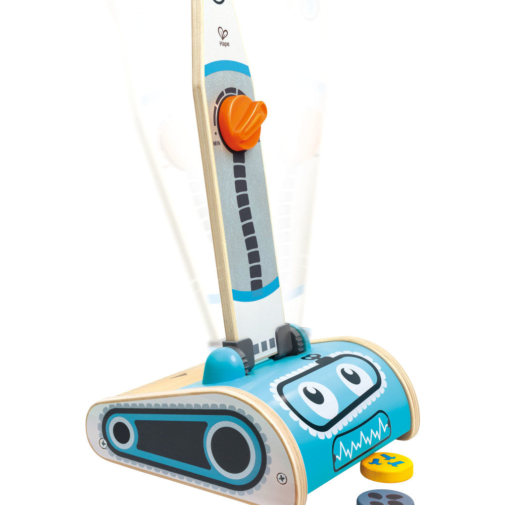 Hape: Robot Vacuum Clean Up Playset - Blue Wooden Cleaning Toy