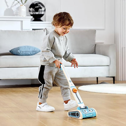 Hape: Robot Vacuum Clean Up Playset - Blue Wooden Cleaning Toy