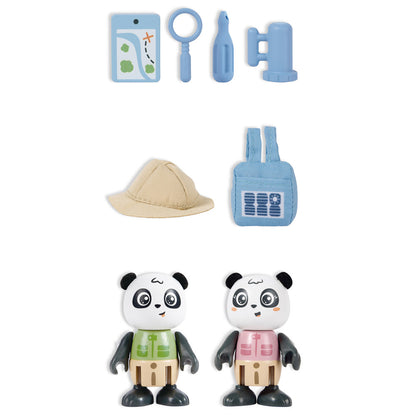 Hape: Sam & Pam Set - 2 Panda Articulated Toy Figurines