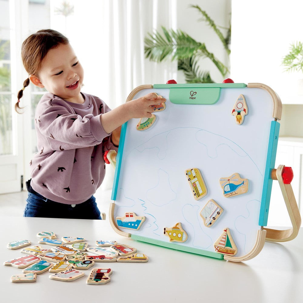 Hape: Magnetic Vehicles Set - 30pcs, Colorful Wooden Magnets