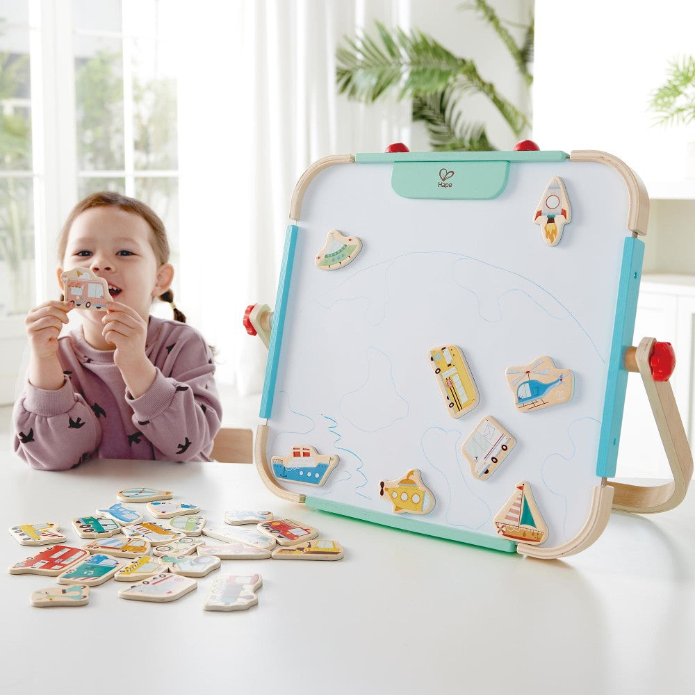 Hape: Magnetic Vehicles Set - 30pcs, Colorful Wooden Magnets