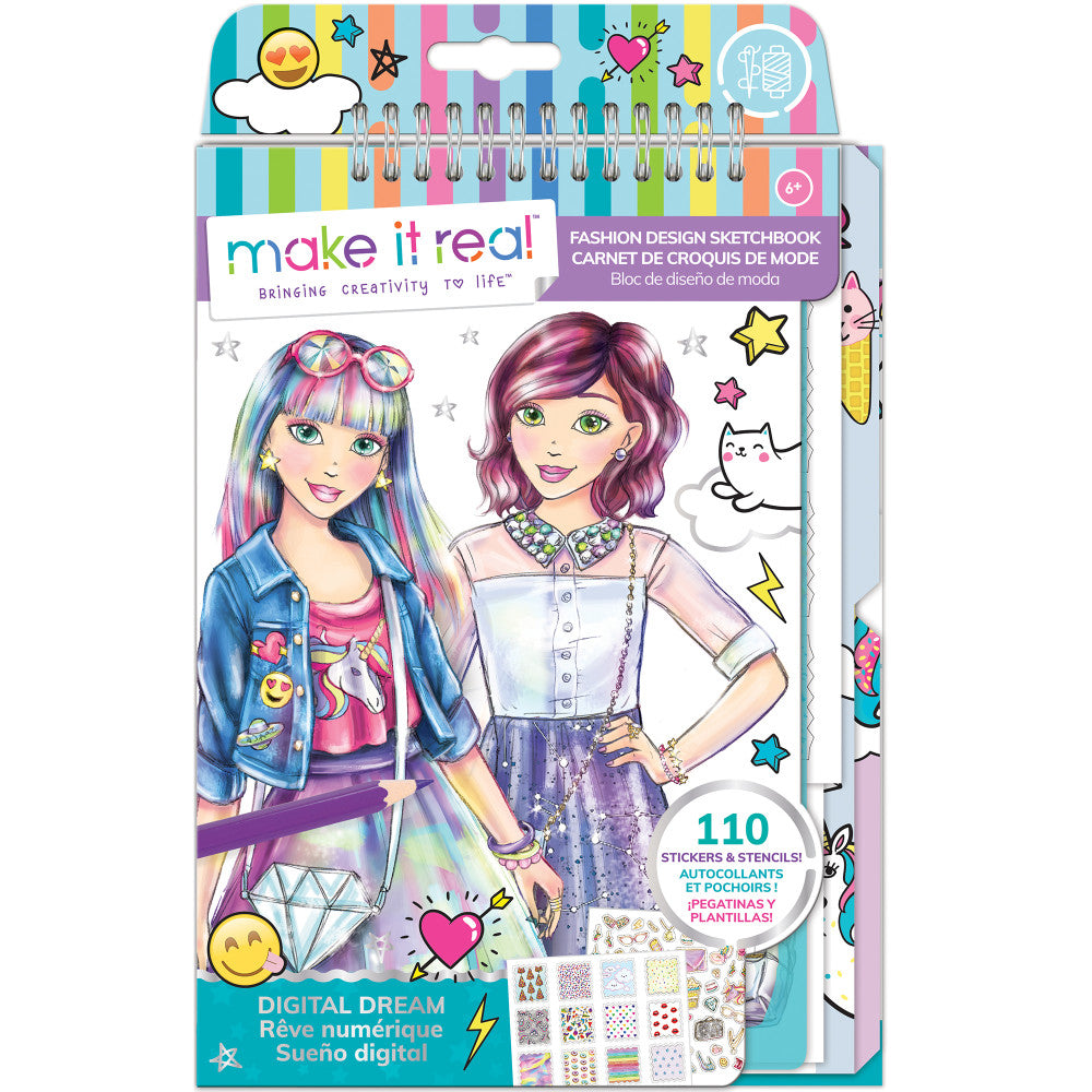Make It Real Digital Dream Fashion Design Sketchbook Kit – Toys