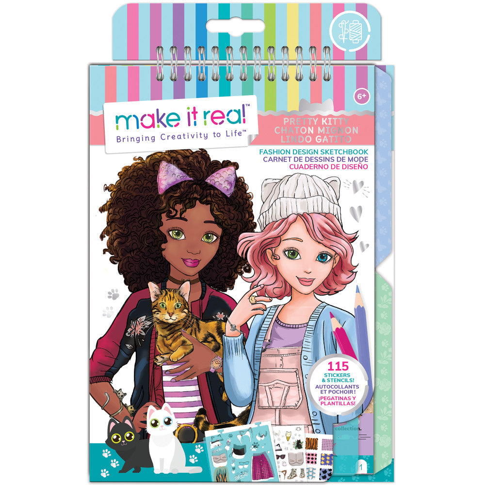 Make It Real Pretty Kitty Fashion Design Sketchbook Kit – Toys