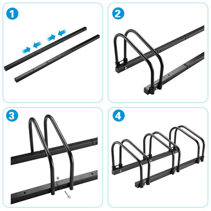 Trimate Bicycle Floor Parking Rack Stand for 3 Bicycles, Indoor Home Garage Storage