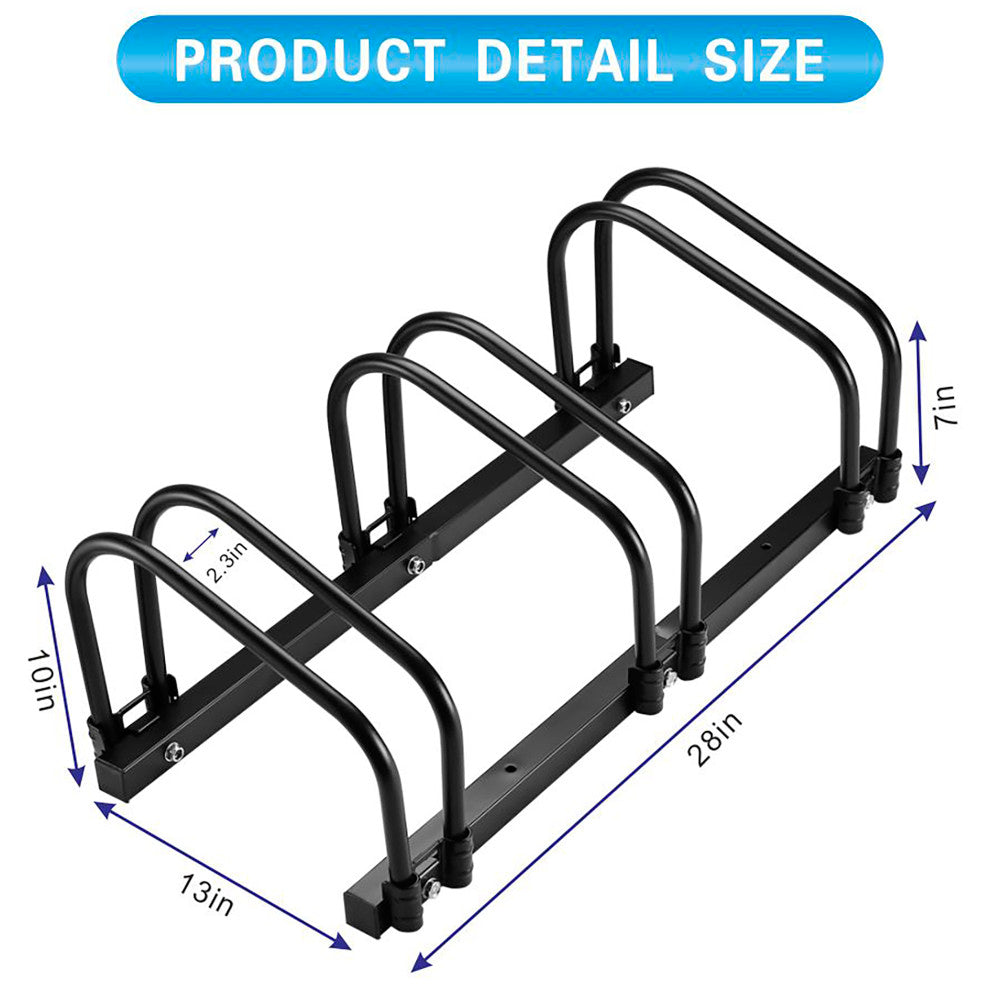 Trimate Bicycle Floor Parking Rack Stand for 3 Bicycles, Indoor Home Garage Storage
