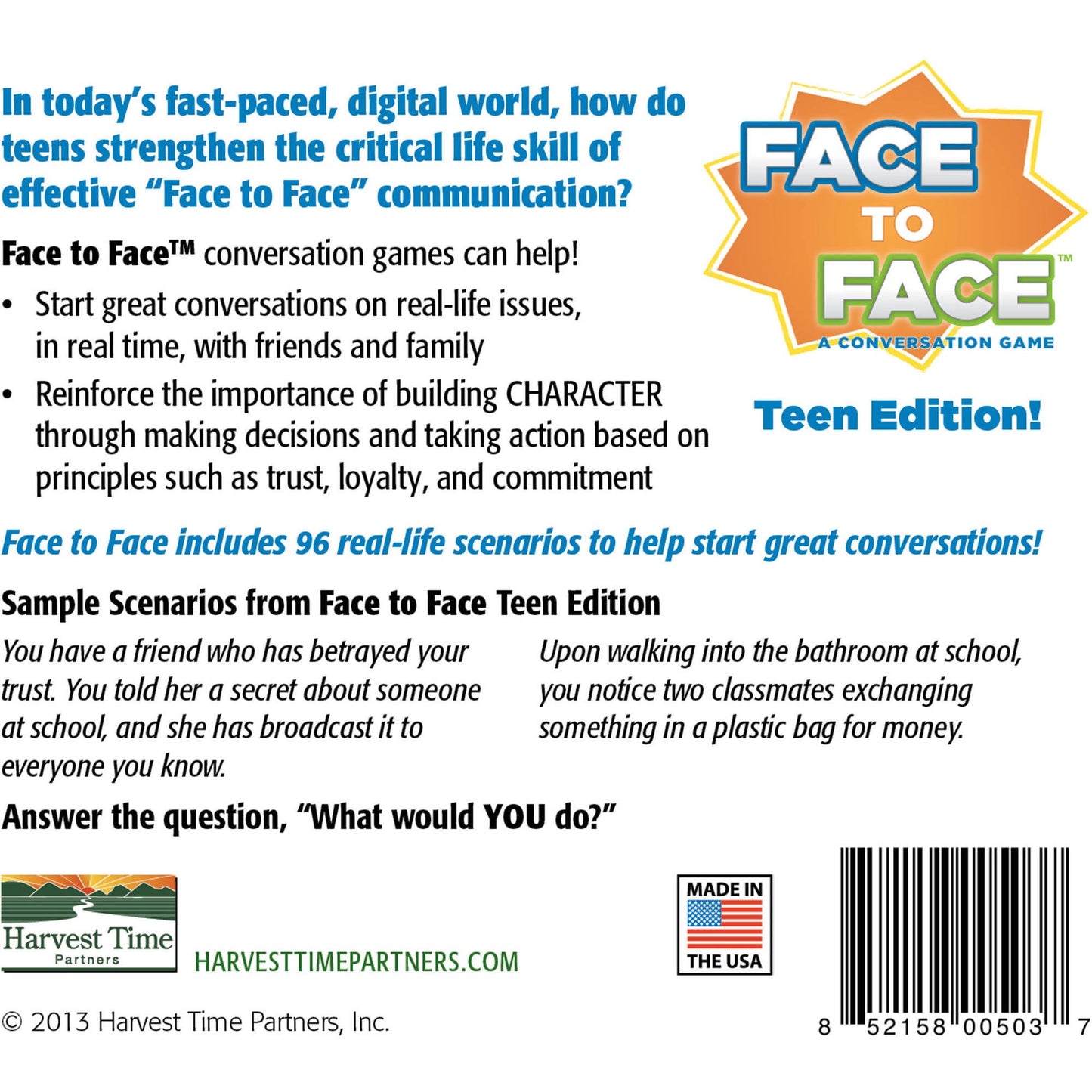 Face To Face Teen Edition Conversation-Starter Game