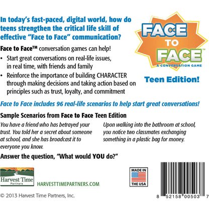 Face To Face Teen Edition Conversation-Starter Game