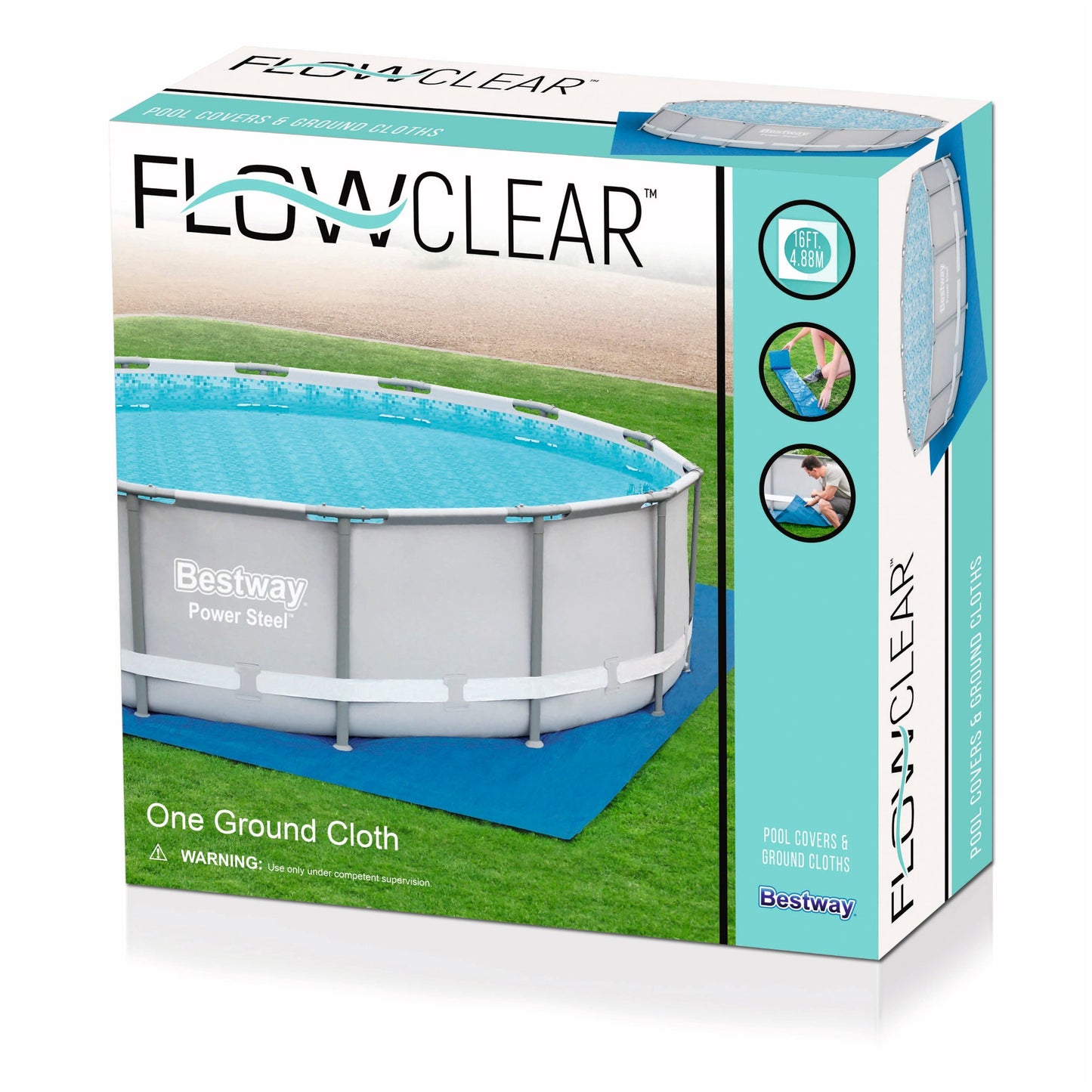 Flowclear Durable 16' x 16' Ground Cloth for Above Ground Pools