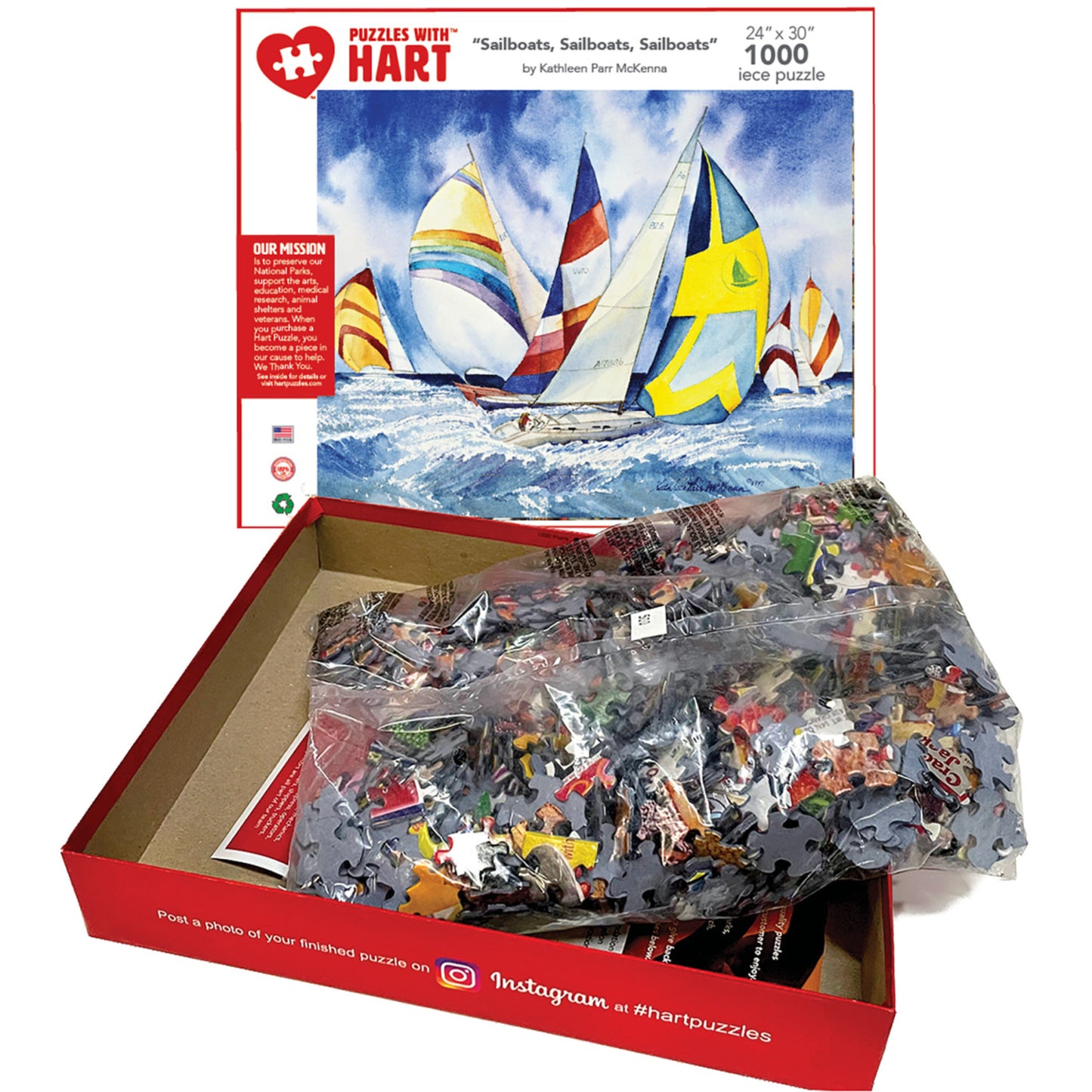 Hart Puzzles Sailboats by Kathleen Parr McKenna - 1000 pc