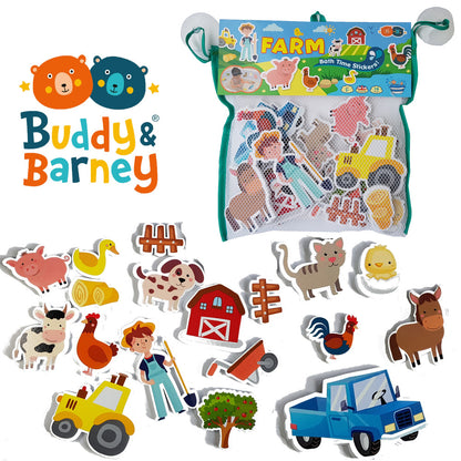Buddy & Barney: Farm Bath Time Stickers - 19 Reusable Foam Stickers