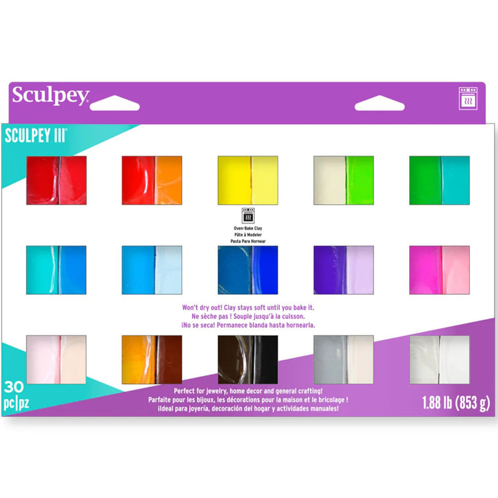 Sculpey III: Polymer Clay: Sampler Pack - (30) 1oz - Oven Bake Clay