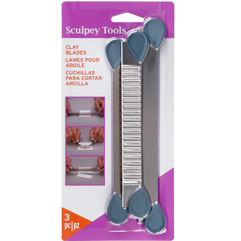 Sculpey: Tools Clay Blades Set Of 3 - stainless-steel, Type Blades: Rigid - Wavy