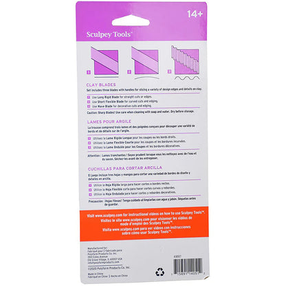 Sculpey: Tools Clay Blades Set Of 3 - stainless-steel, Type Blades: Rigid - Wavy
