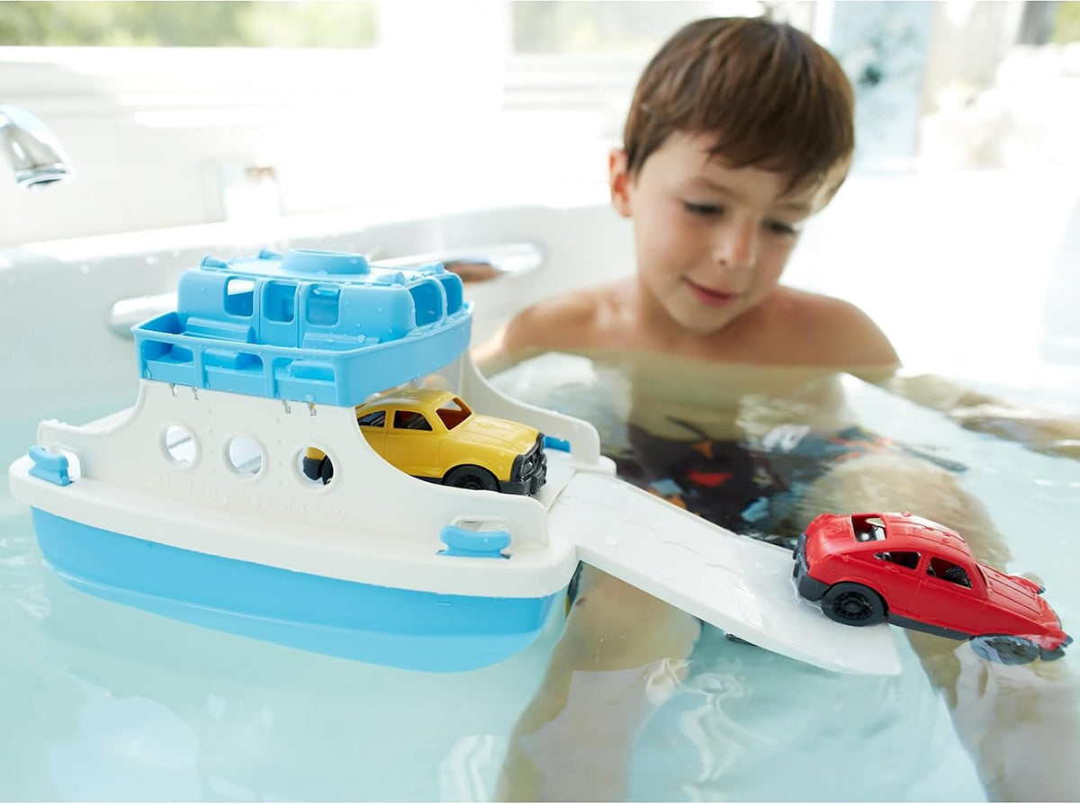 Green Toys Ferry Boat With 2 Mini Cars Eco-Friendly Recycled Plastic Vehicle Playset