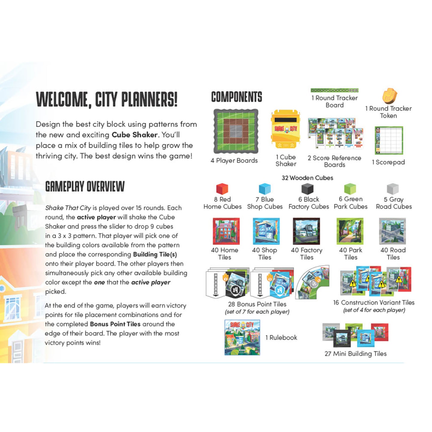 Shake That City Strategy Board Game - Urban Planning Dexterity Challenge