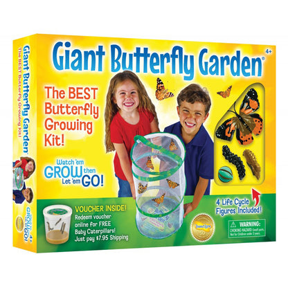 Insect Lore Giant Butterfly Garden kit with mesh habitat, life cycle figures, and live caterpillar voucher