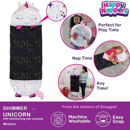 Happy Nappers: Pillow & Sleepy Sack: Medium - Shimmer Unicorn, Kids 3+