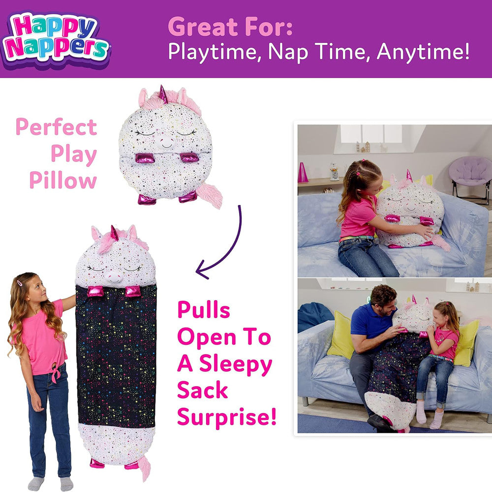 Happy Nappers: Pillow & Sleepy Sack: Medium - Shimmer Unicorn, Kids 3+