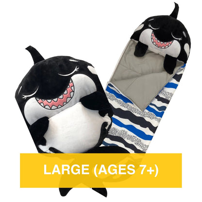 Happy Nappers Large Ozzy Black Shark Pillow & Sleepy Sack for ages 7+