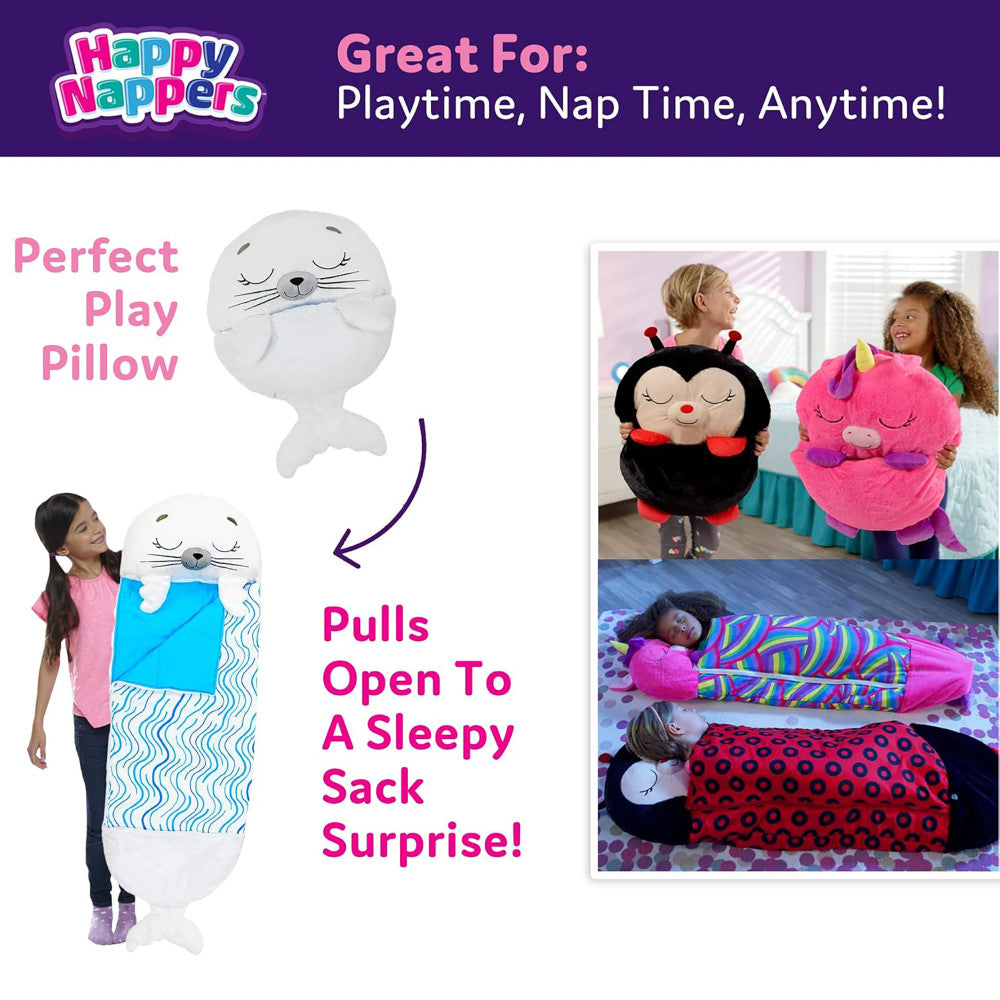 Happy Nappers: Pillow & Sleepy Sack: Medium - Sammy The Seal, Kids 3+