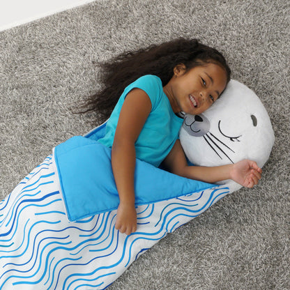 Happy Nappers: Pillow & Sleepy Sack: Medium - Sammy The Seal, Kids 3+
