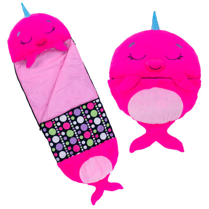 Happy Nappers: Pillow & Sleepy Sack: Medium - Neil The Pink Narwhal, Kids 3+