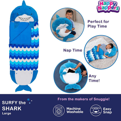 Happy Nappers: Pillow & Sleepy Sack: Large - Blue Shark, Kids 7+