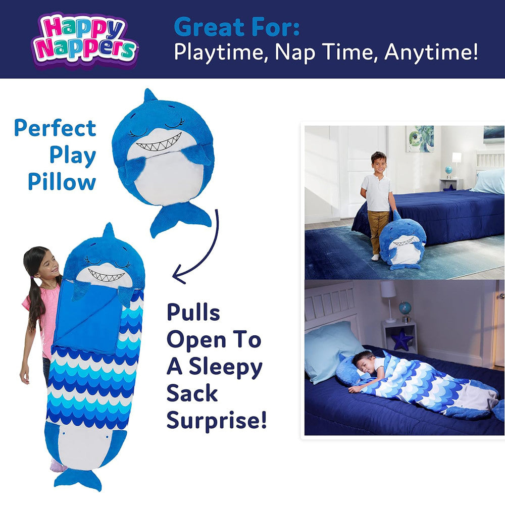 Happy Nappers: Pillow & Sleepy Sack: Large - Blue Shark, Kids 7+
