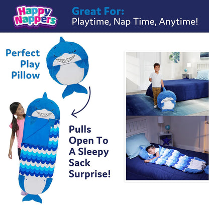 Happy Nappers: Pillow & Sleepy Sack: Large - Blue Shark, Kids 7+