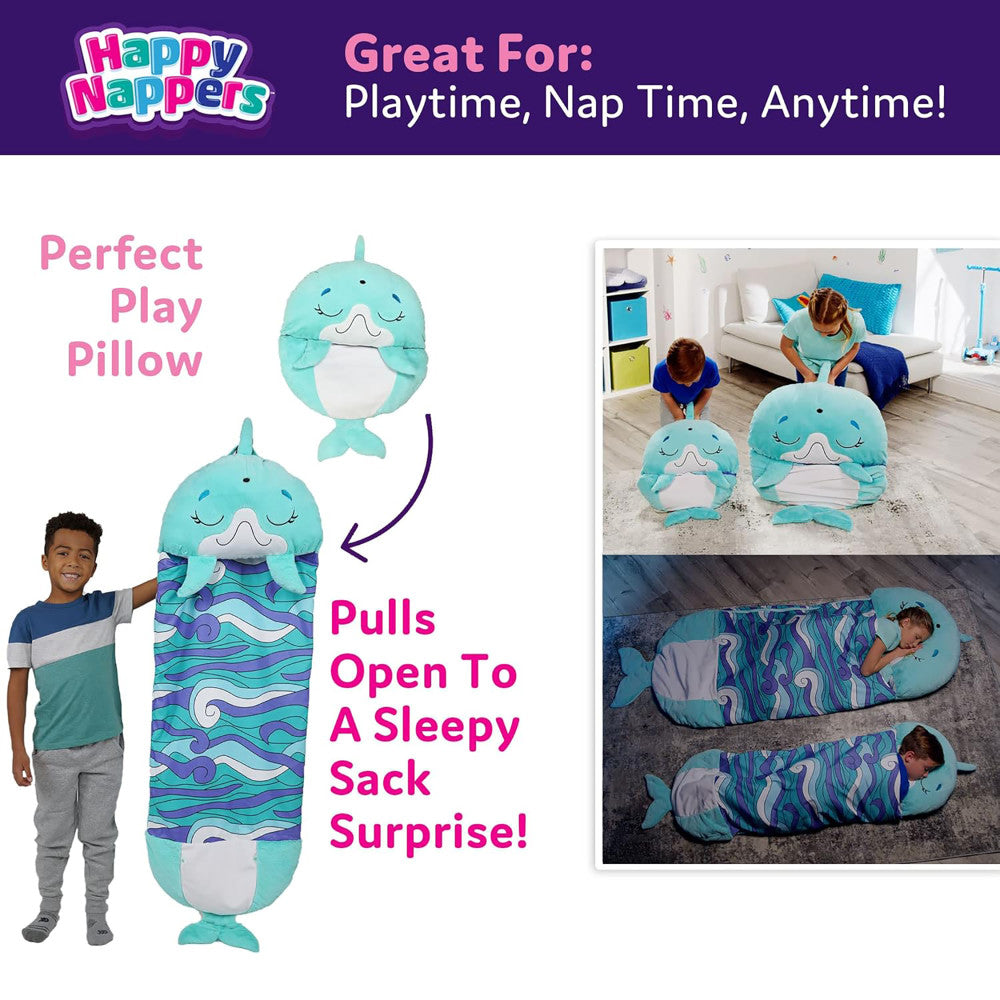 Happy Nappers: Pillow & Sleepy Sack: Large - Dolphin Disco, Kids 7+