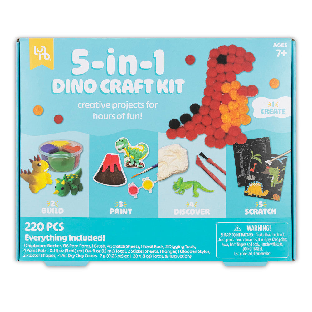 Little Yellow Bicycle: 5-In-1 Dino Craft Kit - Multi-Project Dinosaur-Themed DIY Craft Set