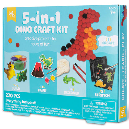 Little Yellow Bicycle: 5-In-1 Dino Craft Kit - Multi-Project Dinosaur-Themed DIY Craft Set