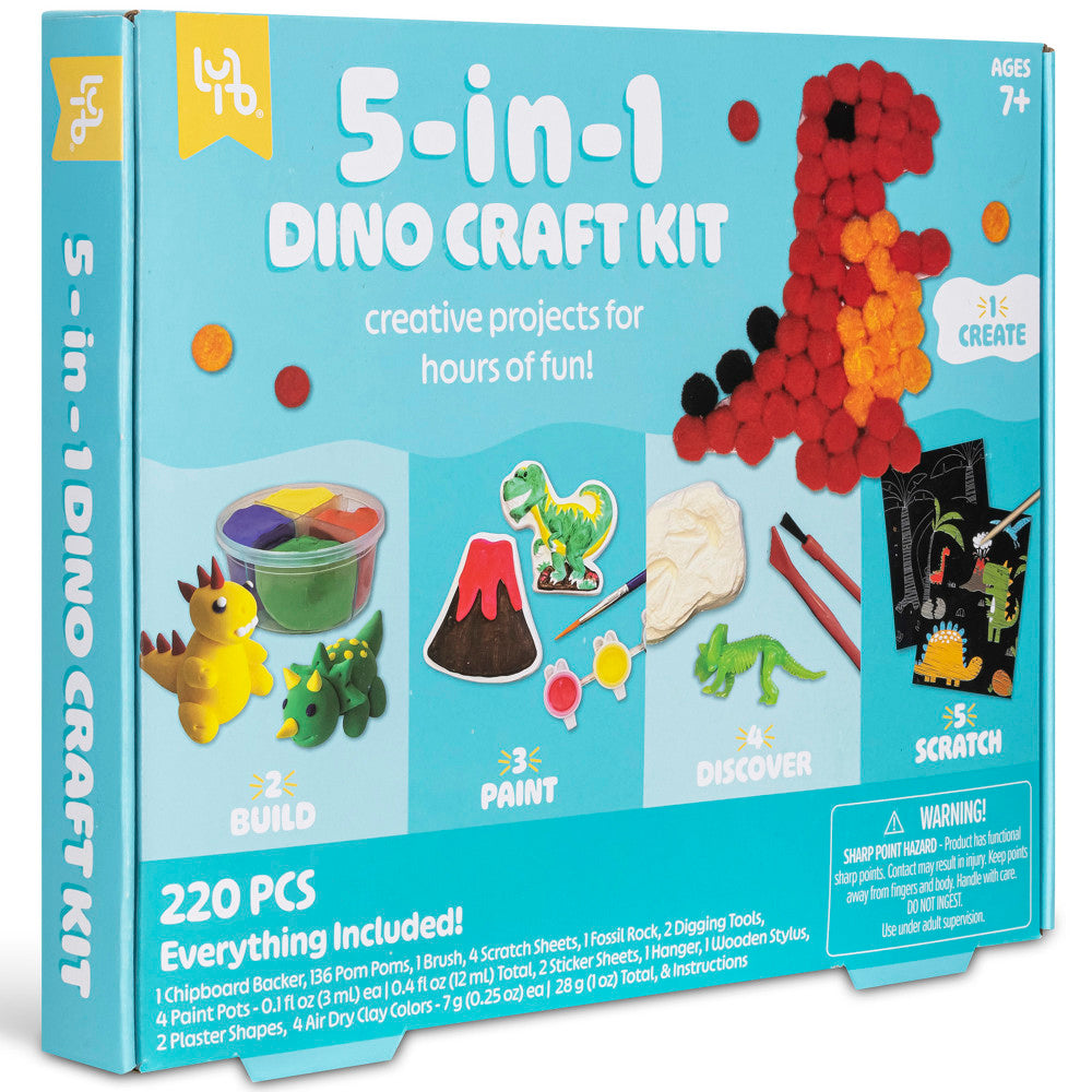 Little Yellow Bicycle: 5-In-1 Dino Craft Kit - Multi-Project Dinosaur-Themed DIY Craft Set