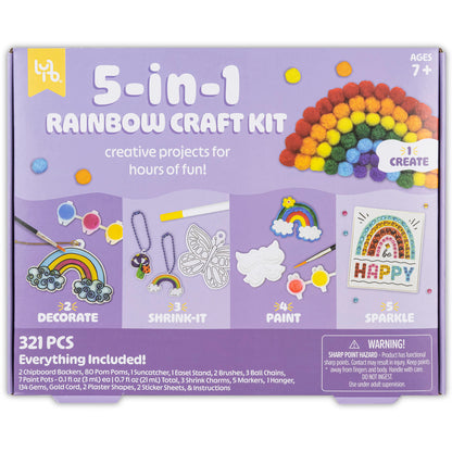 Little Yellow Bicycle: 5-In-1 Rainbow Craft Kit - Multi-Project Colorful-Themed DIY Craft Set