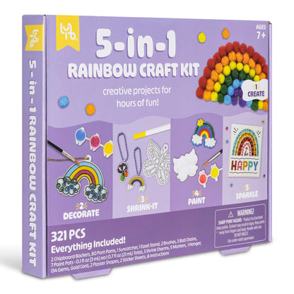 Little Yellow Bicycle: 5-In-1 Rainbow Craft Kit - Multi-Project Colorful-Themed DIY Craft Set