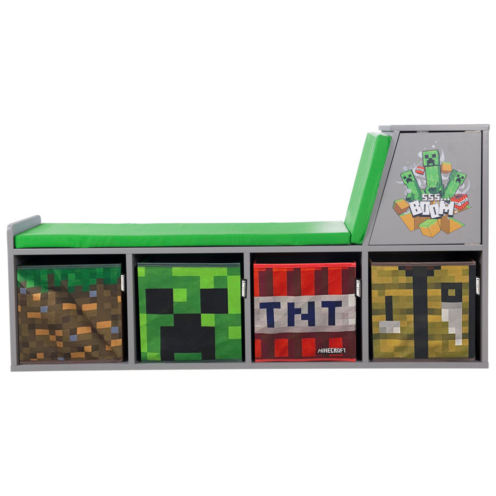 Minecraft: Storage Bench - Wooden Storage w/ Cushioned Reading Shelf