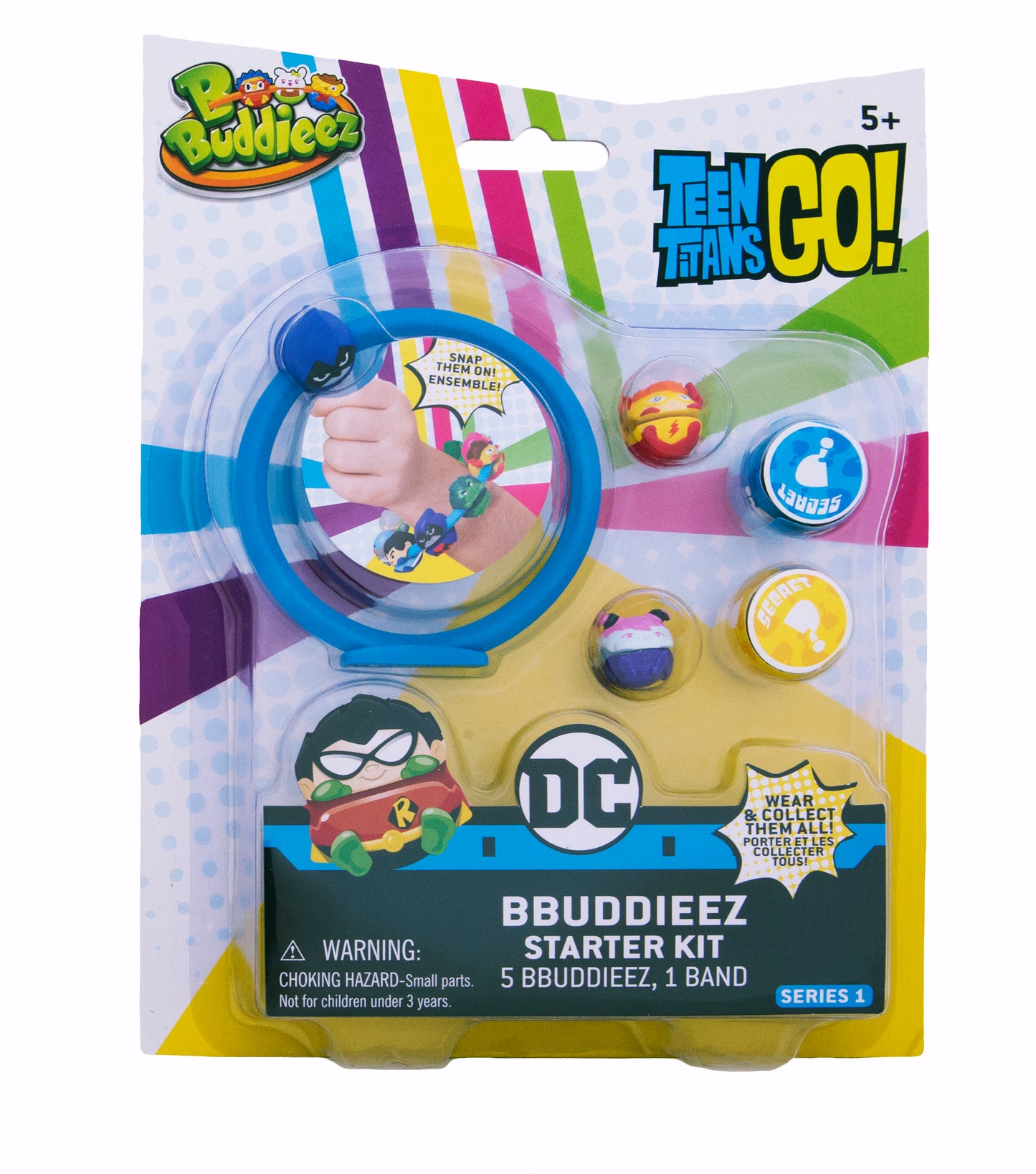Bbuddieez DC Teen Titans Go! Collectible Band & Clips Set - 5 Characters