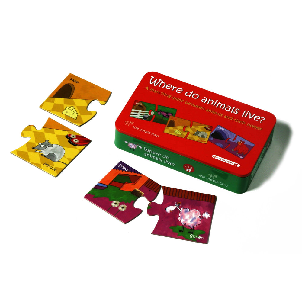 Purple Cow Where Do Animals Live 10-Piece Puzzle Set