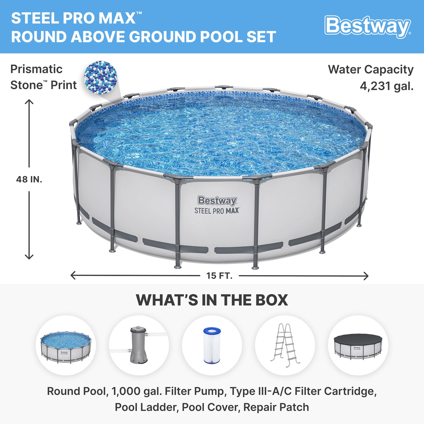 Bestway Steel Pro MAX Above Ground Pool Set 15' x 48"
