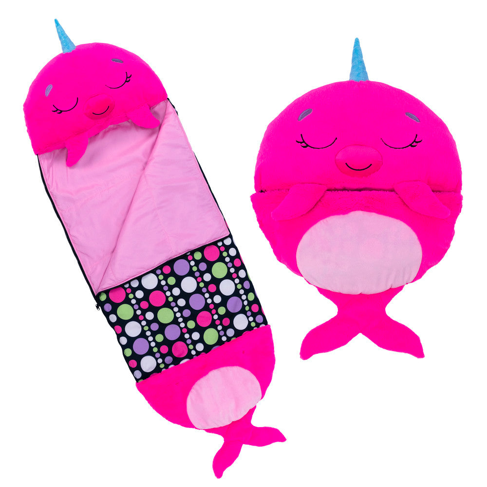 Happy Nappers: Pillow & Sleepy Sack: Large Neil The Pink Narwhal 7+