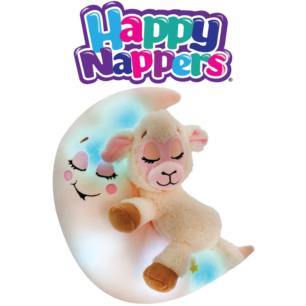 Happpy Nappers: Lullabrites Moon Pet - Lamb - Cream & Pink -Light & Sound Plush