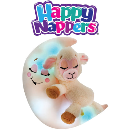Happpy Nappers: Lullabrites Moon Pet - Lamb - Cream & Pink -Light & Sound Plush