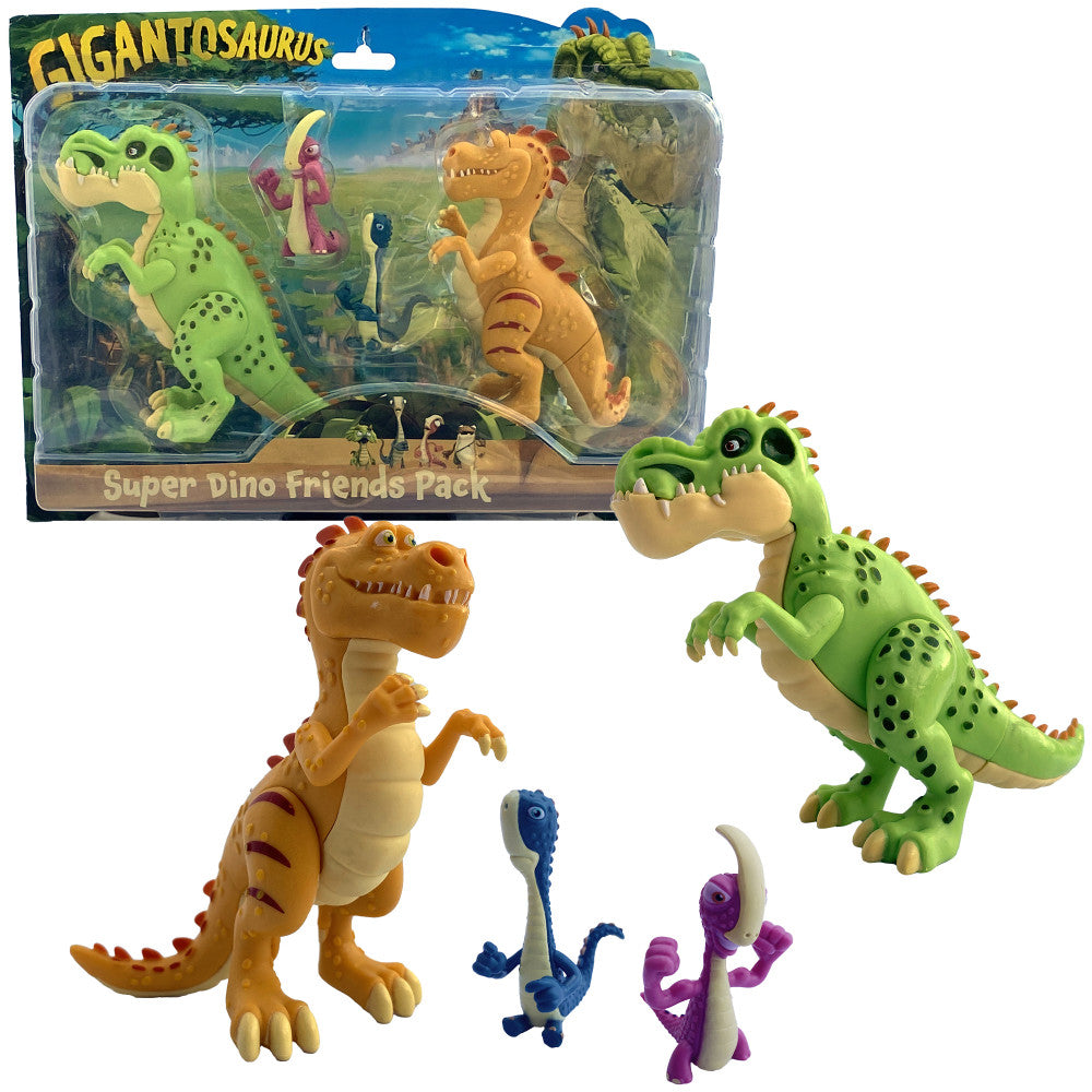 Gigantosaurus: Super Dino Friends Pack - 4 Pack - (5" Giganto, 5" Trex, 2" Bill, 2" Rocky)