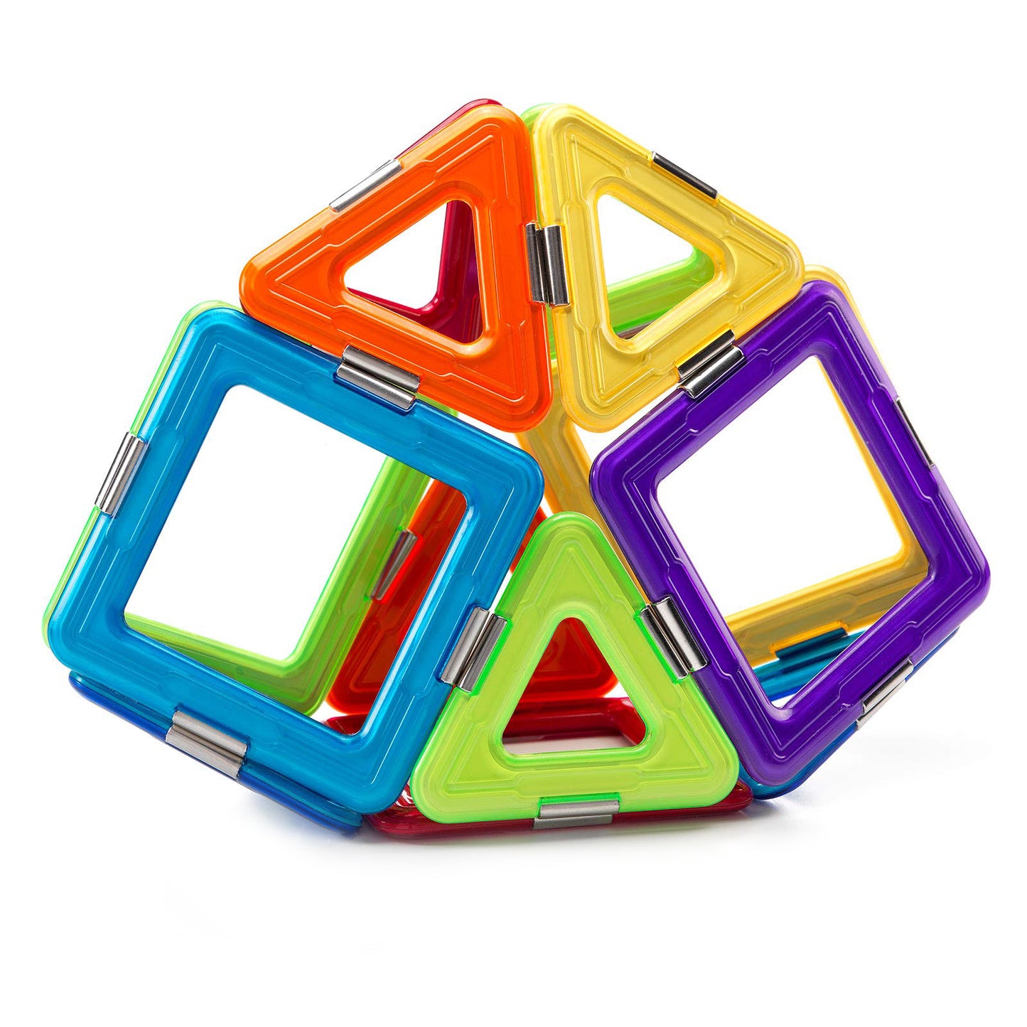 GeoSmart Solar Spinner 23-Piece Magnetic Construction Set with colorful triangle and square shapes