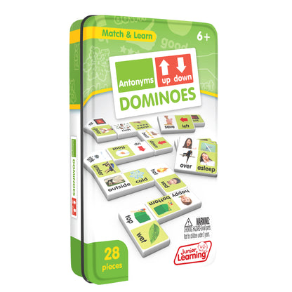 Antonyms Dominoes 28-Piece Matching Game with Collector's Tin
