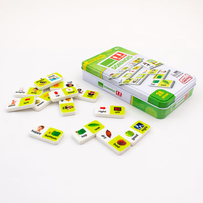 Antonyms Dominoes 28-Piece Matching Game with Collector's Tin